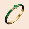 Bracciale Quadrifoglio in Acciaio Titanio con Strass: Elegante Lusso Leggero per la Moda Versatile Femminile.