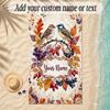 Birds Theme Soft Beach Towel Personalized Custom Name Text Towel Portable for Beach Pool Travel