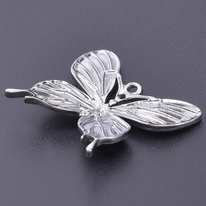 6pcs/Lot Insect Pendant Silver Color Stainless Steel Butterfly Charms For Jewelry Making Supplies DIY Necklace Earrings Pendants