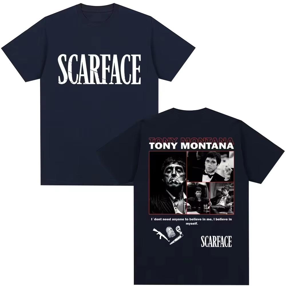2026 Scarface Film Tony Montana & Al Pacino Stampa Anni '90 Retro Stile Harajuku Unisex Cotone Moda Maglietta