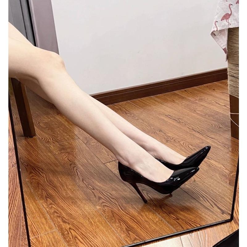 Sexy High Heels Nightclub Slim-fitting Stiletto Heels Patent Leather Ultra-high-heeled Women's Wedding Dress Pointed Toe Shoes