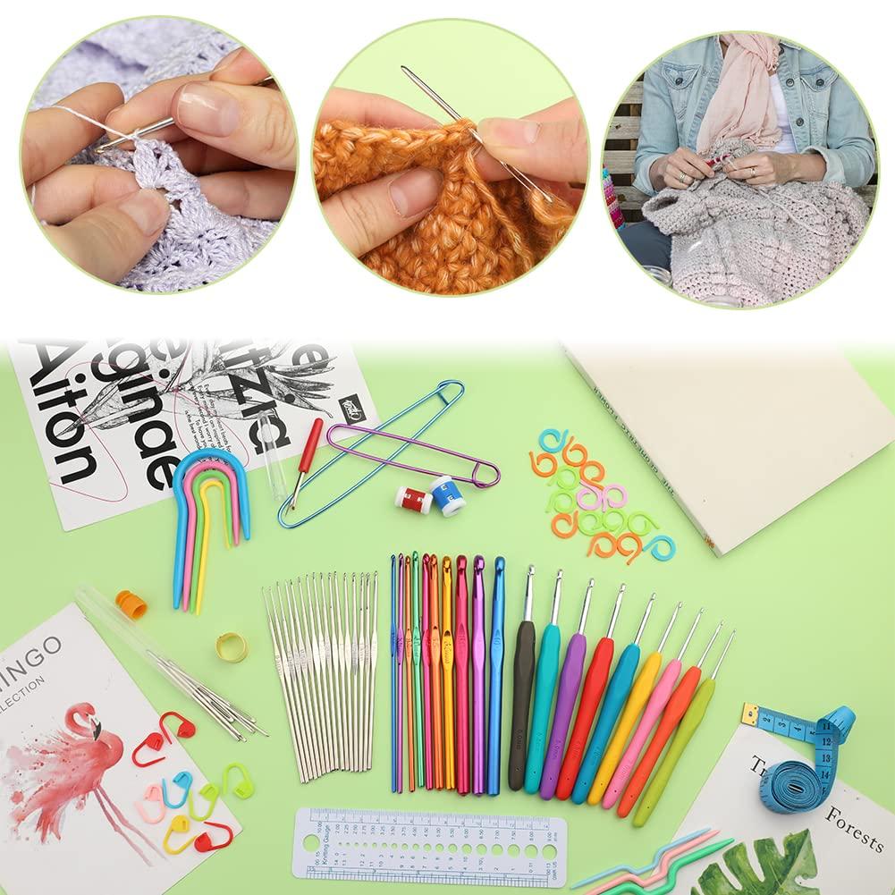 Fenrry Crochet Kit for Beginners Ergonomic Crochet Hook Set Soft Grip Crochet Hooks Set Stitch Markers Knitting