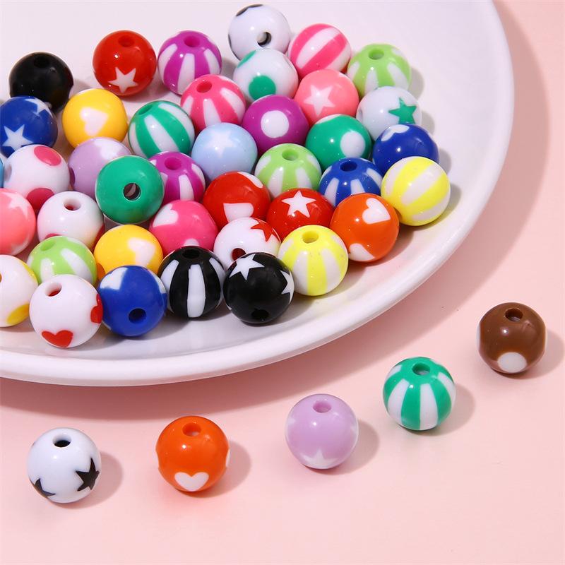 Handmade Bracelet Beads Acrylic Color Round Beads Diy Handmade Beading Materials Homemade Colorful Bracelet Necklace Pendant Jewelry Loose Beads
