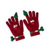 Christmas Gloves with Santa Hat Decors Soft And Warm Breathable Elastic Wrist Gloves for Shopping & Festival Gatherings