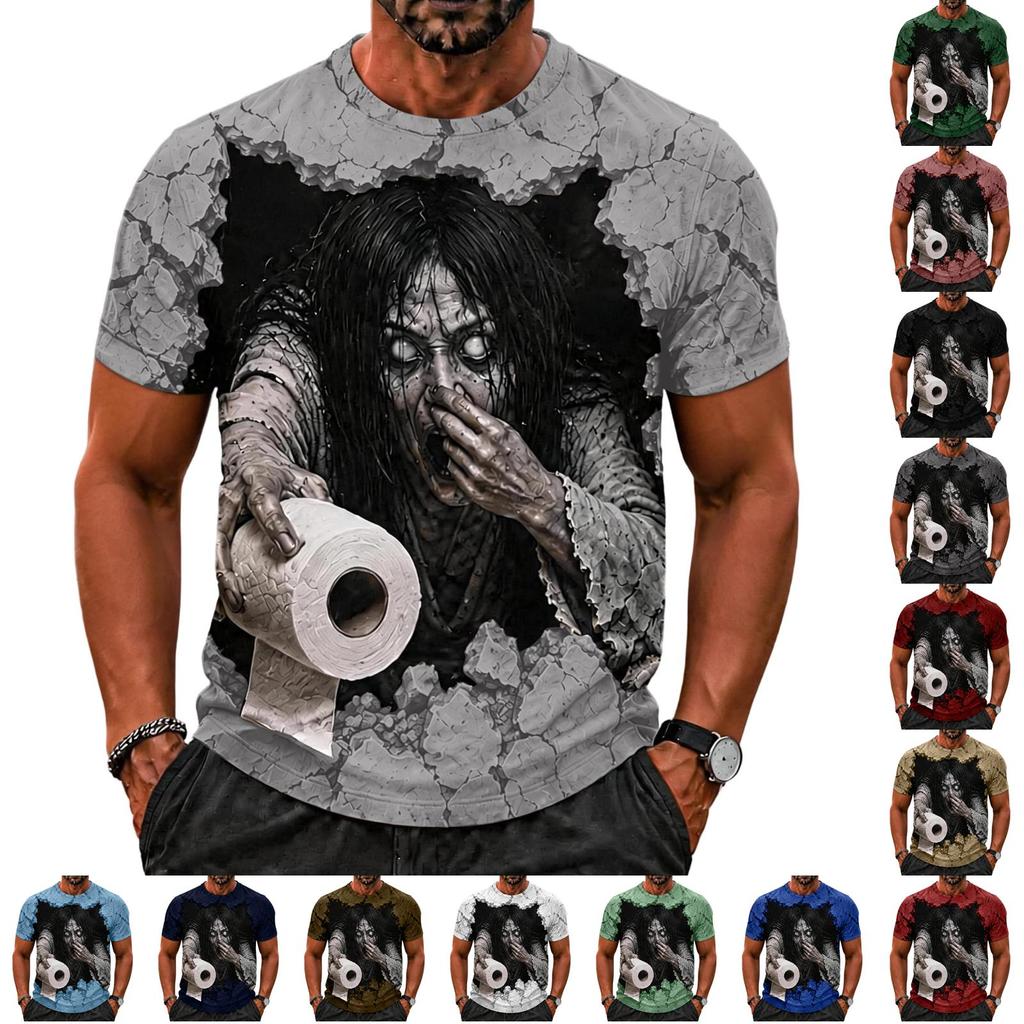 Men's Funny Halloween Printed T-Shirt for Costume Party