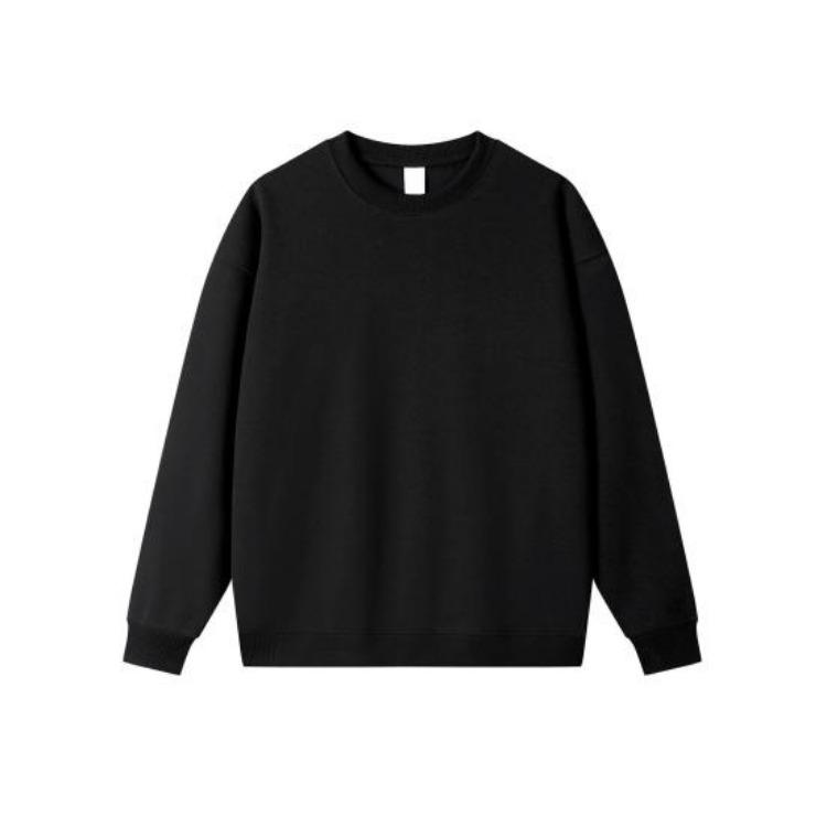 Fall Winter Unisex Sweatshirt Loose Thermal Top Solid Color Elastic Long Sleeves Round Neck Daily Wear Sports Street Party Clothes