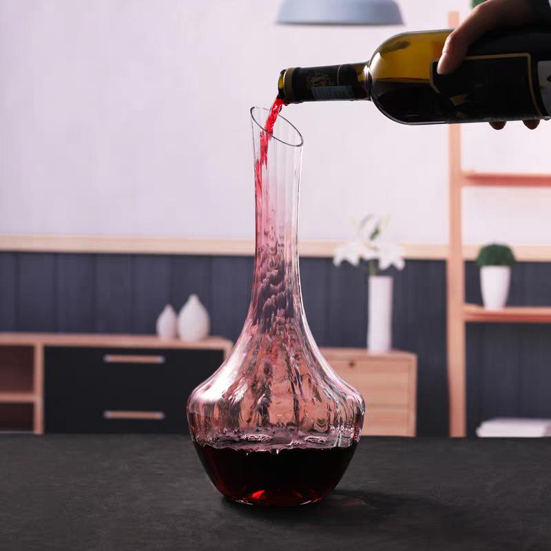 European Crystal Waterfall Wine Decanter: High-End Rapid Pour Straight-Edge Design