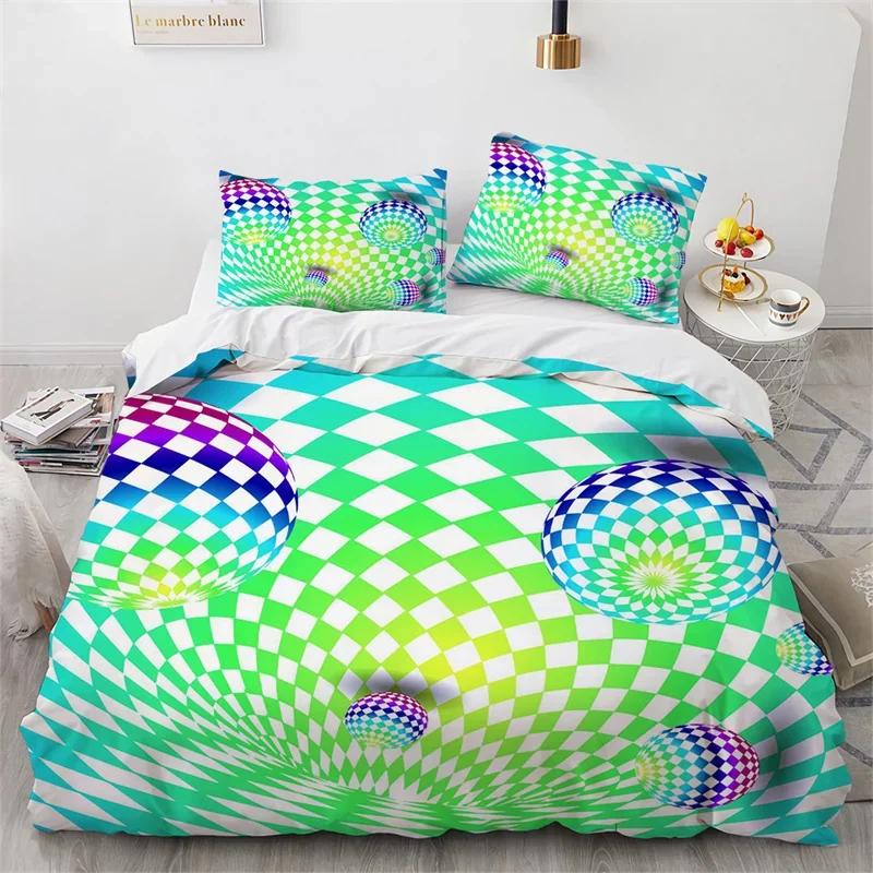 Abstract Geometric Duvet Cover Queen Psychedelic Spiral Swirl Bedding Set Microfiber Quilt Cover For Kids Teen Girls Room Decor