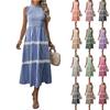 Abito da Donna Senza Maniche Casual Svasato A-line Midi Vestiti a Maglietta Con Tasche Girocollo Vacanza Boho Spiaggia Vestito Estivo