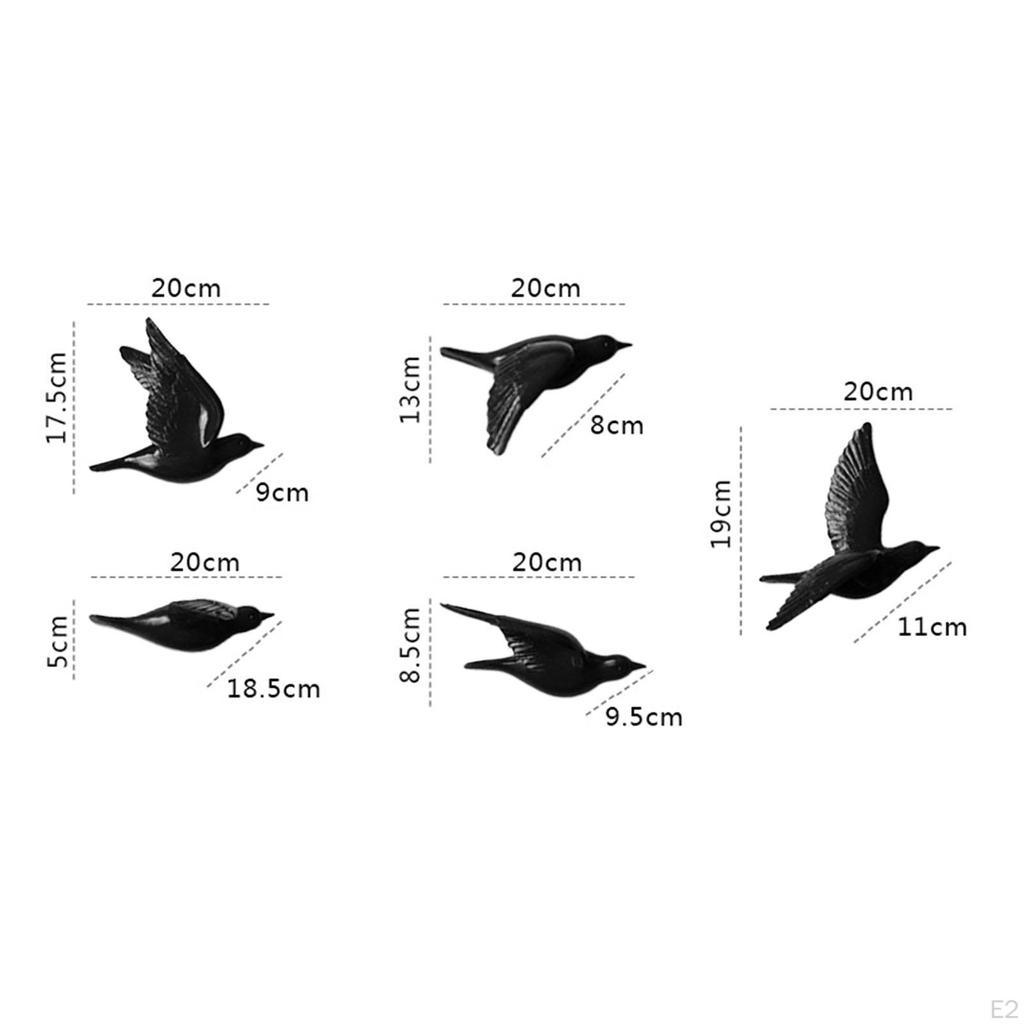 5Pcs Birds Wall Decoration for Office Kitchen Home Study Rooms