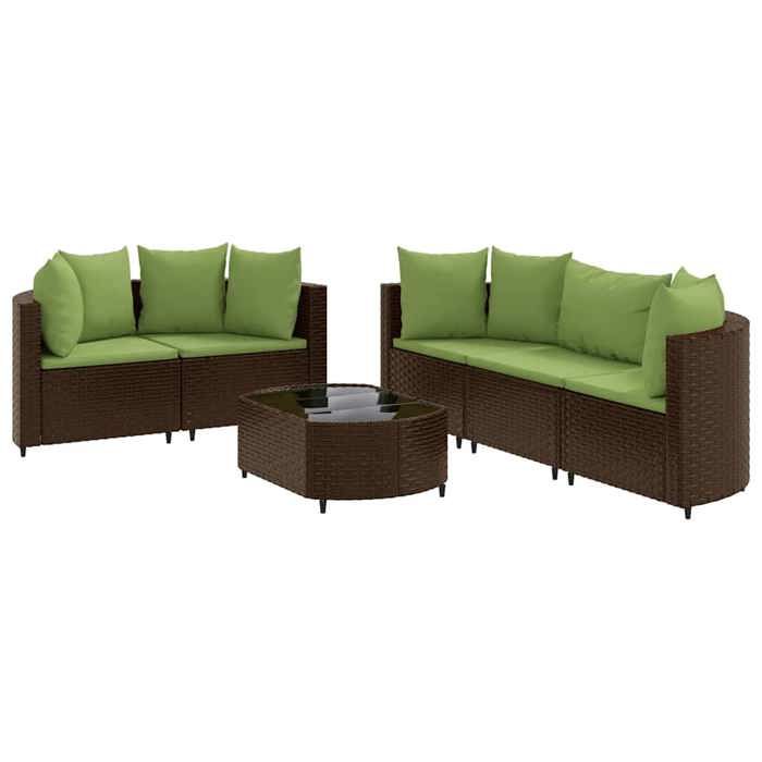 VidaXL Garden Furniture Set with Cushions 6 Pcs Brown Wicker, Outdoor Sofa Set, Garden Corner Sofa, 3308422
