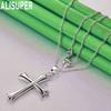 925 Sterling Silver Classic Cross Pendant Necklace Fashion Wedding Jewelry