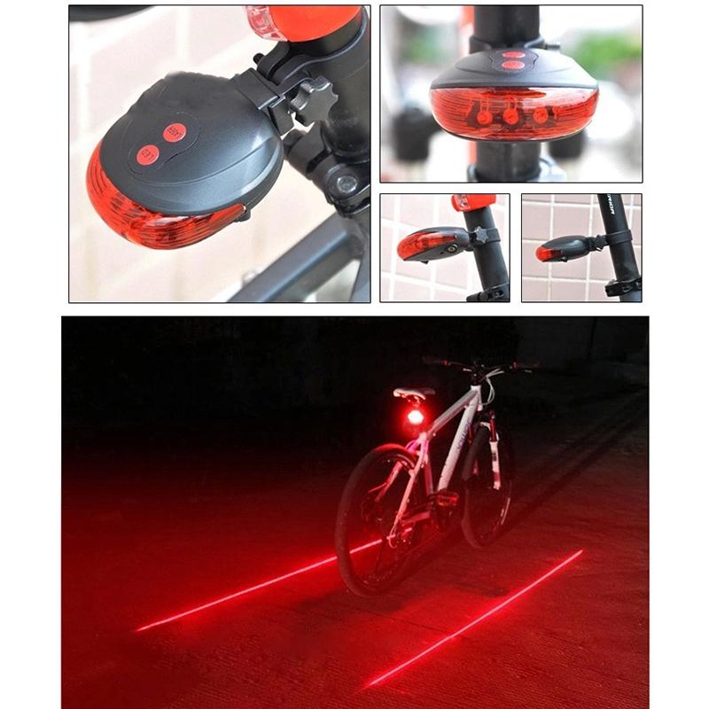 Laserové zadní světlo na kolo 5 LED paralelní laserové čáry laserové zadní světlo horské kolo výstražné světlo