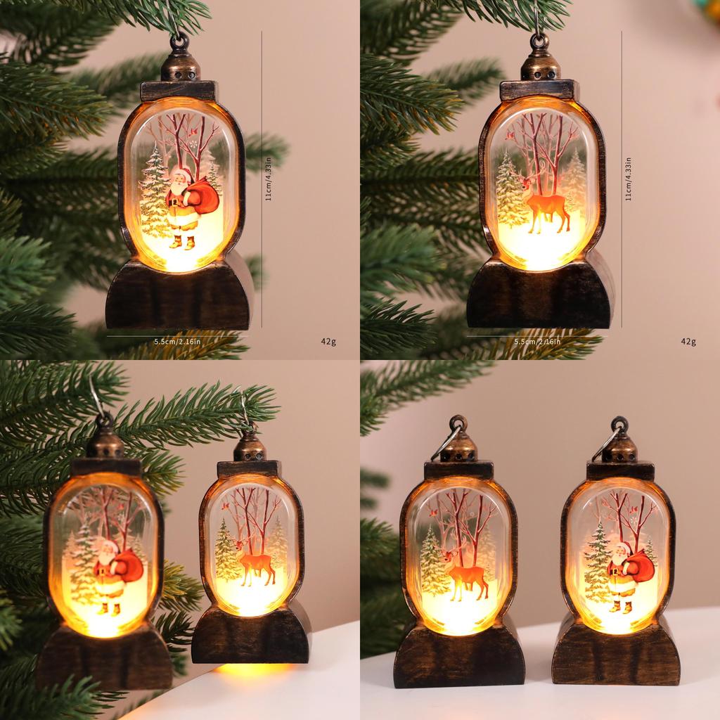 Vintage Christmas Night Light Decoration With Retro Gold Santa Figurine For Festive Home Decor