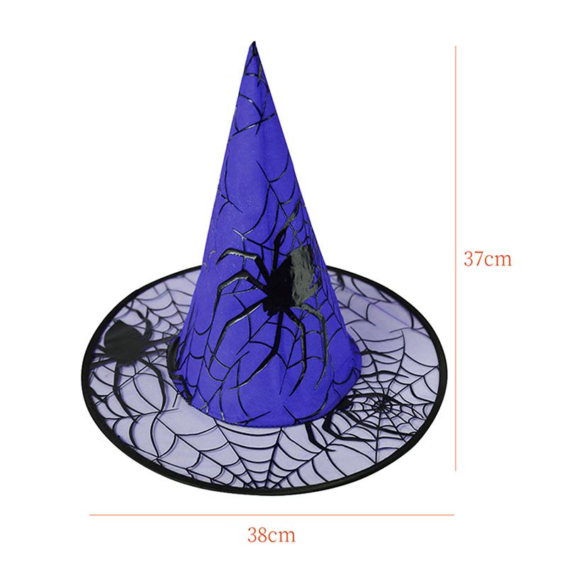 Adult Kids Black Witch Hats Masquerade Ribbon Wizard Costume Top Pointed Caps Cosplay Halloween Props Party Decoration