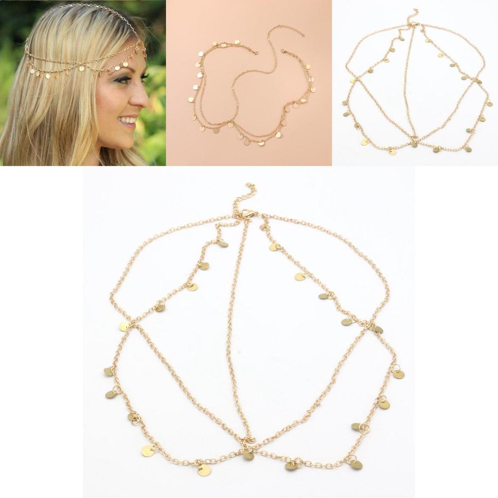 Fashionable Gold Headpiece With Rotundity Shape And Tassel For Travel Parties