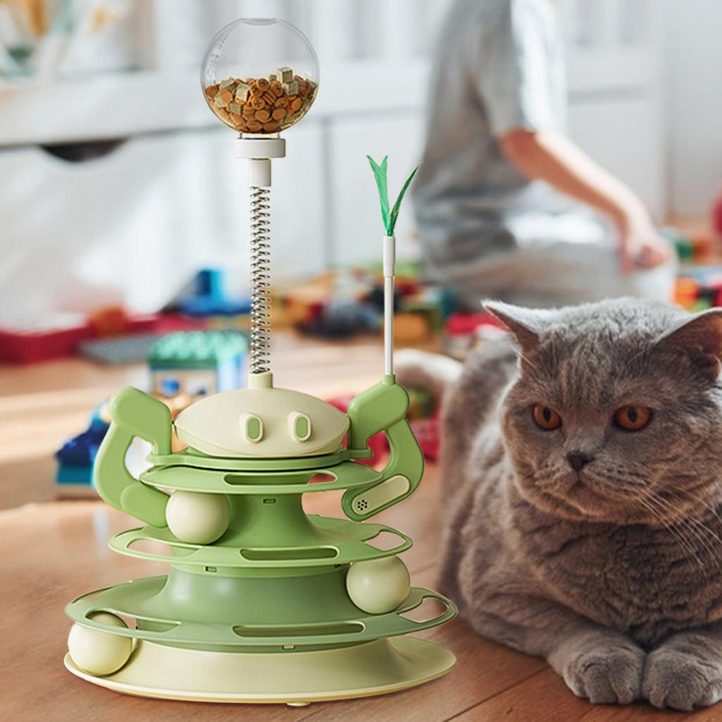 Cat Toy Ball Track 3-Level Tower Track With Teaser Exercise Toys For Kitchen Apartment Relaxation Zone Entryway Home Living Room