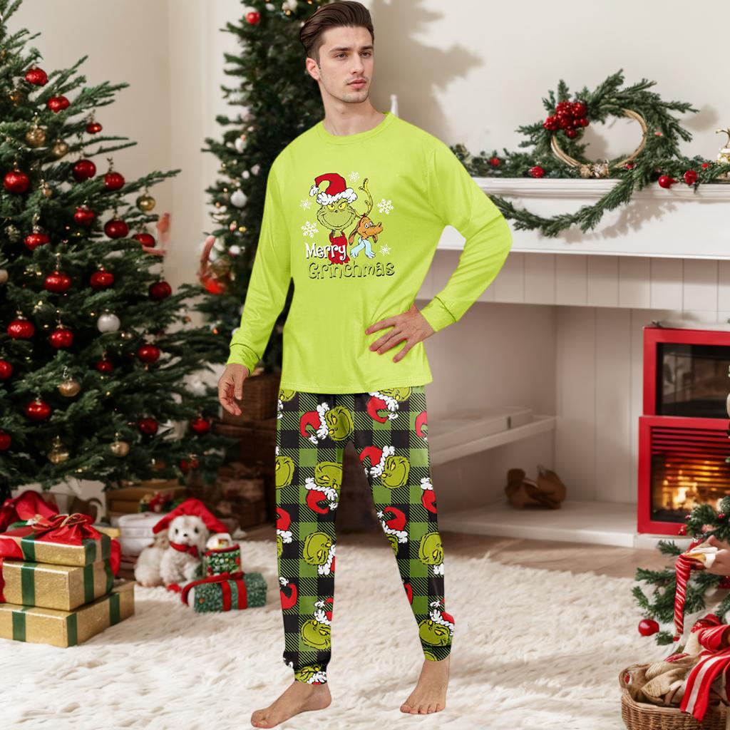 Christmas Print Cute Family Set Pajamas, Home Clothes, Family Set Long Sleeve Top Pants Set