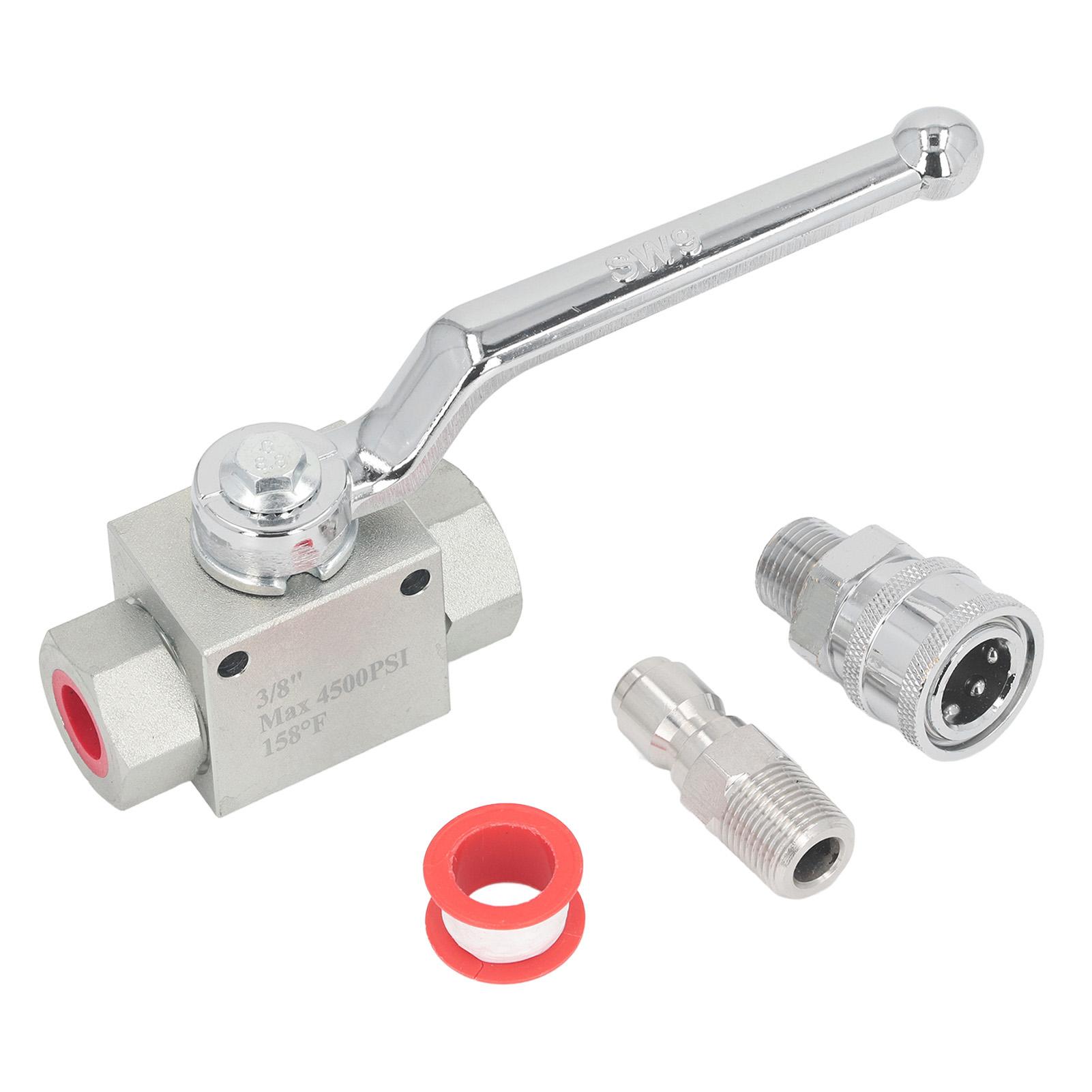 

High Pressure Washer Ball Valve Kit 38 Male Plug Female Quick Connect Shut Off 4500PSI