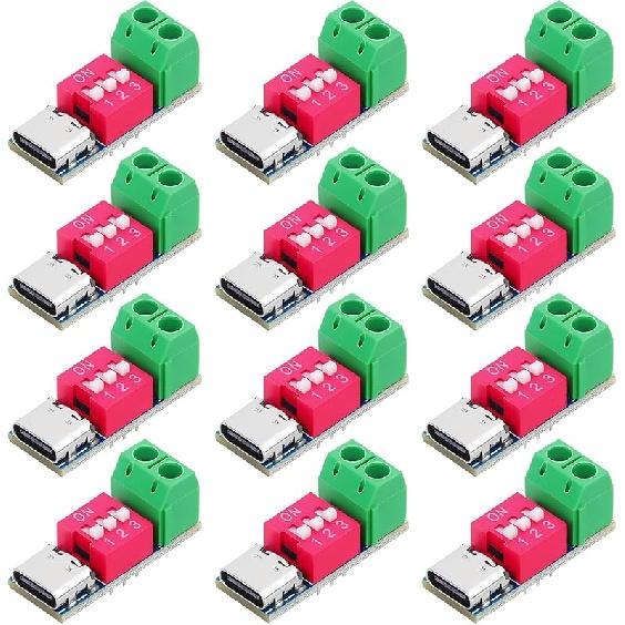6 Pcs USB-C PD Trigger Board PD3.0/2.0 BC1.2 Fast Charging Protocols Adjustable Voltage 5V/9V/12V/15V/20V USB Type-C PD Trigger Module