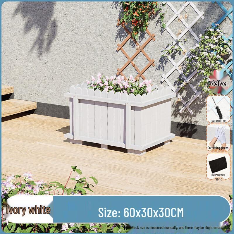 Outdoor Carbonized Solid Wood Planter Box