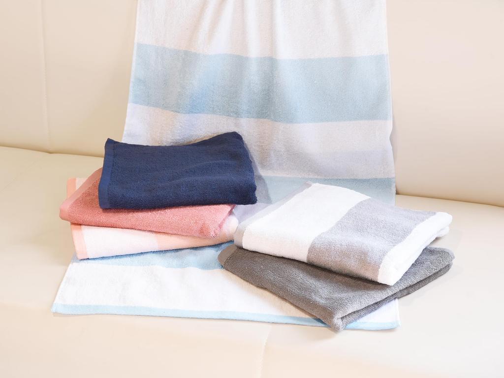 Kosugizen Mini Bath Pastel Border Small Bath Towels for Daily Set of Towels, & Color, Blue, 50x100cm, Use, 2, ZGTF-471-2BL