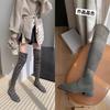 In Stock, Grape Mom, Autumn and Winter New Velvet High Knight Boots Women's Thick Heel SW Elastic Knee Boots
