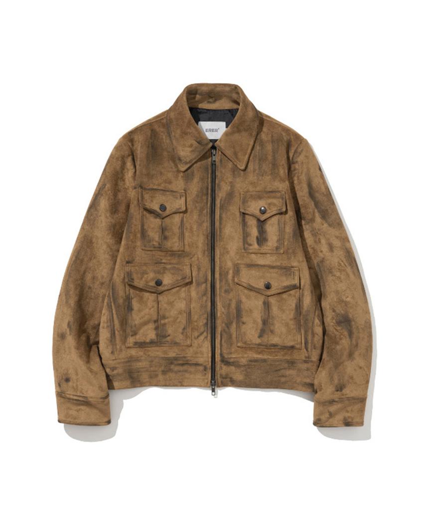 Erer Suede Pocket Rider Jacket Camel
