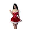 Seductive Christmas Lingerie: Shiny Camisole Dress & Cosplay Uniform