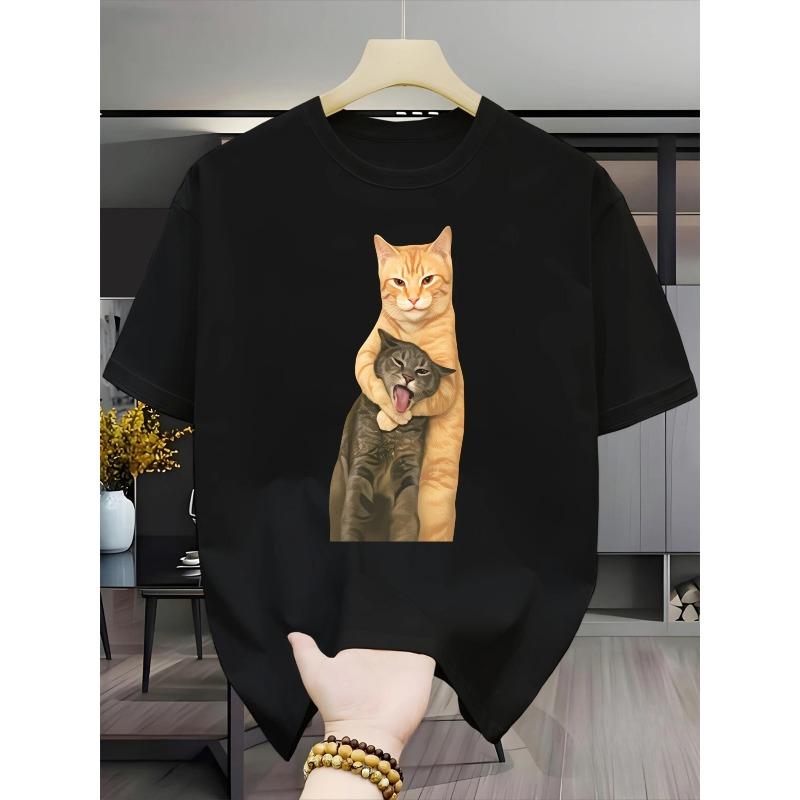 Men's Summer 100% Cotton Fashionable Casual Sports Loose Japanese Samurai Pattern Printed Round Neck Short Sleeve T-shirt Top