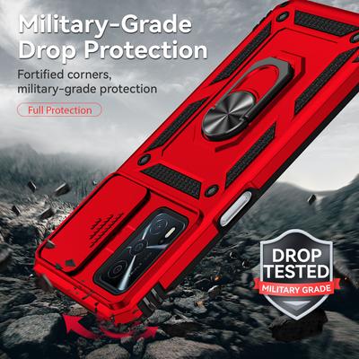 Slide Lens Cover For Oppo A54 A55 4G 5G A54S Protective Shockproof Armor Case For OPPO A16 A16S Magnetic Car Ring Holder Stand Cases