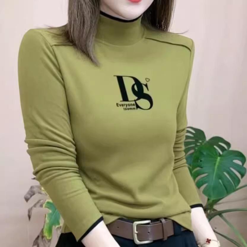 

Trendy Winter Patchwork Stand Collar Top - Versatile Australian Velvet, Long Sleeve, Stylish Letter Print L (Recommended 100-115 Jin)