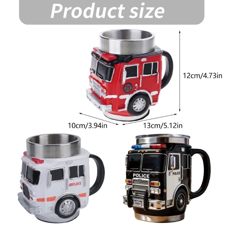 Creative Truck Shaped Firefighting Cup Stainless Steel Coffee Mug For Dad Gift For Father's Day Or Birthday