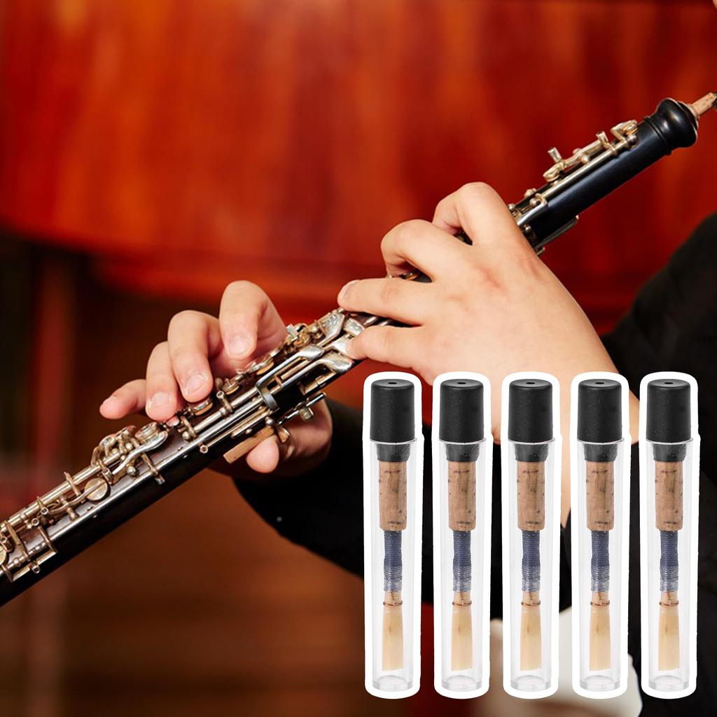 5-pack Oboe Reeds with Case, Replacement Parts, Woodwind Instrument Accessory, Medium 2.5, Reed & Cork