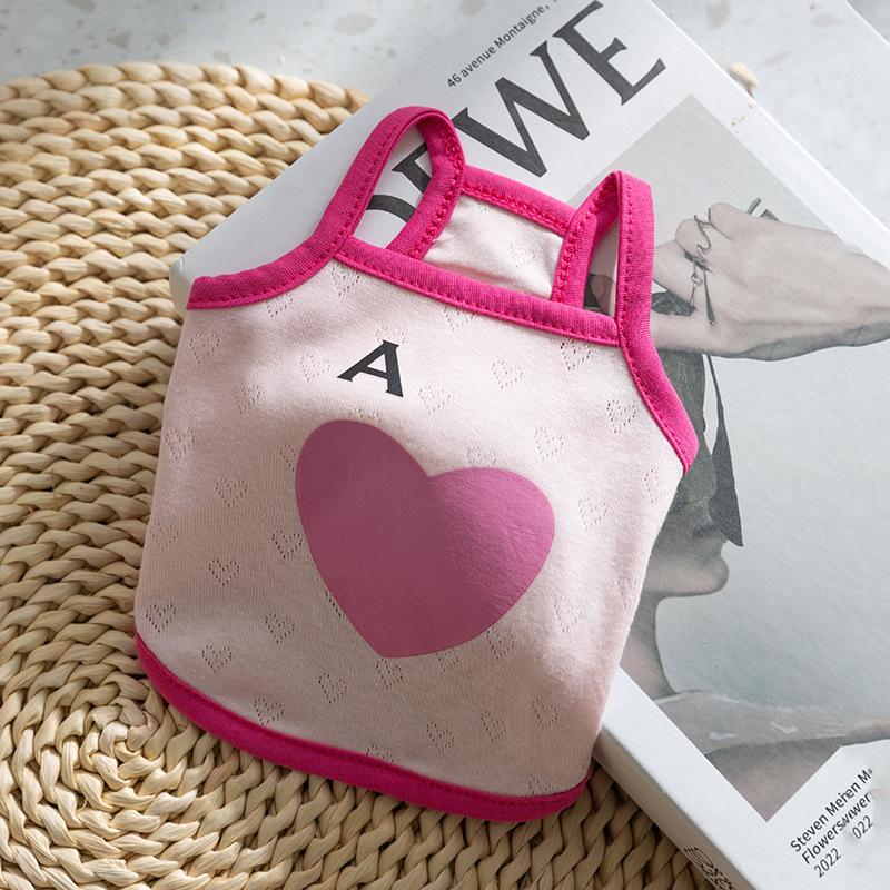 Spring/Summer Mesh Breathable Dog Clothes Cute Print Straps Small Dog Teddy Bear Vest Pet Clothing Puppy Clothes