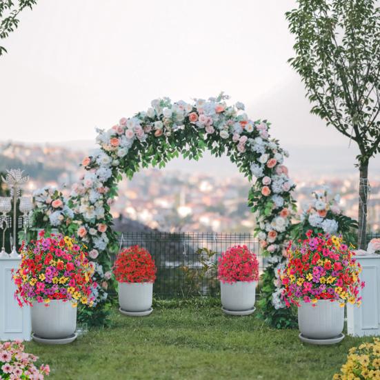 Piquet de fleur artificielle pour extérieur Résistant aux UV Faux arbustes floraux avec pic de sol Plante réaliste artificielle pour jardin, cour, porche, patio Décor