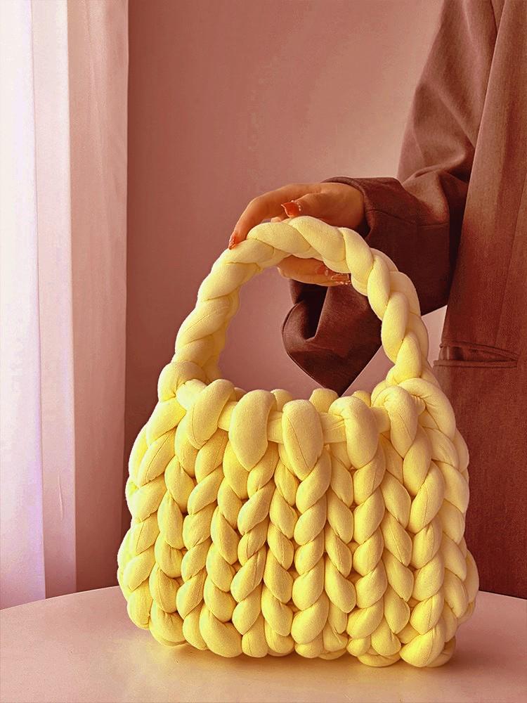 Icelandic Wool DIY Chunky Knit Korean-Style Tote Bag