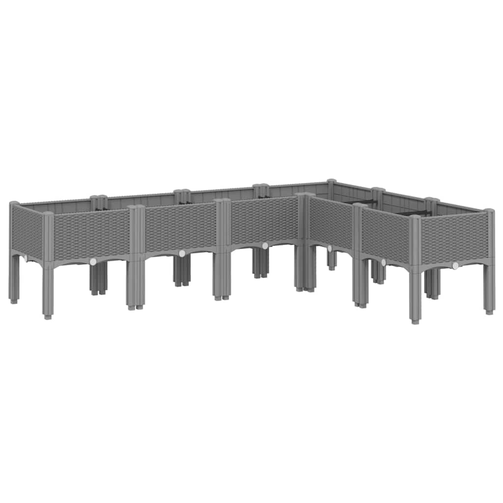 Planter with Legs Light Grey 160 x 120 x 42 cm PP