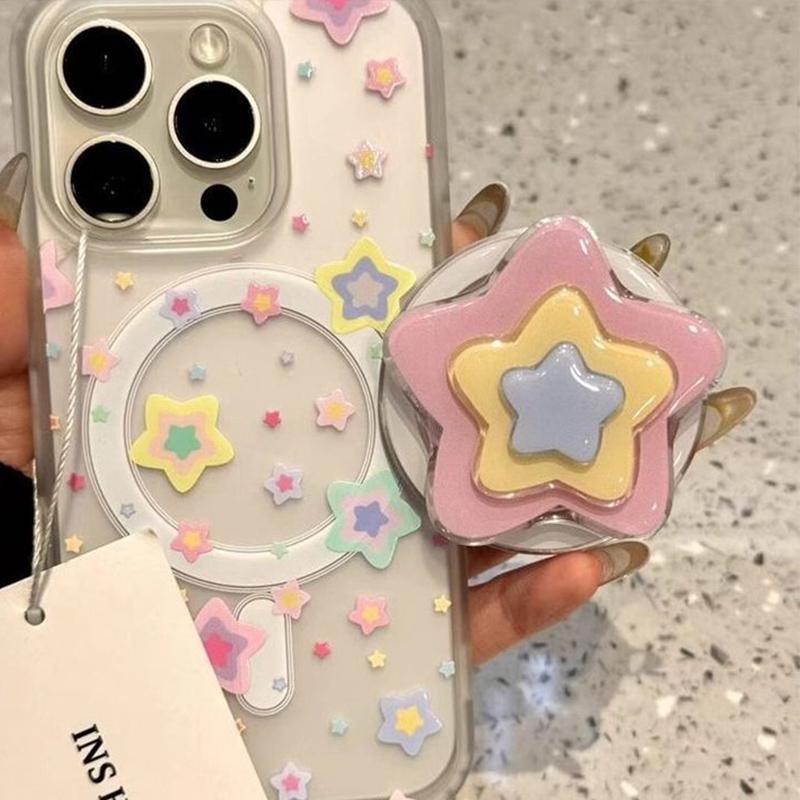 Korean Cute Star For Magsafe Magnetic Phone Holder For Iphone 15 Matte Wireless Charging Case Stand Decoration Gifts For Girls