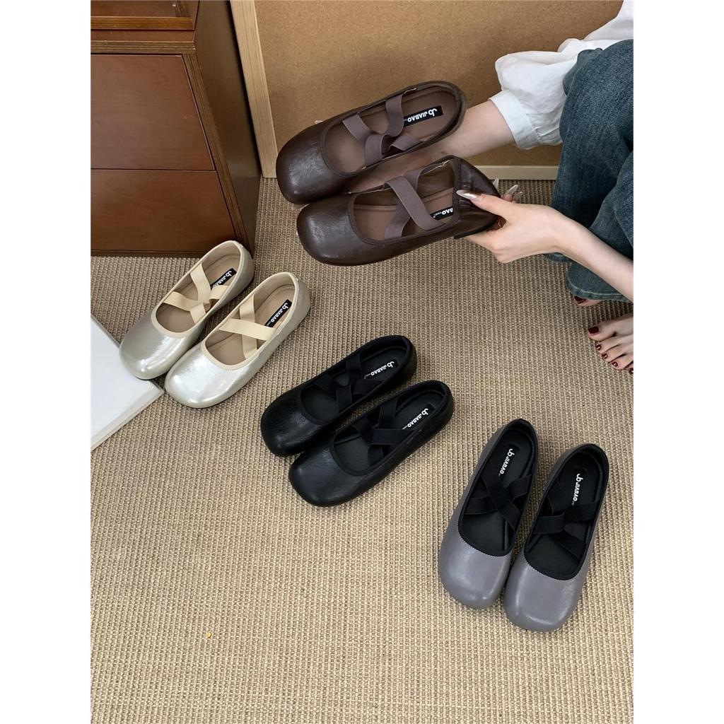 Cross-Band Retro Ballett Rundkopf Flachmund Einzelne Schuhe Damen 2025 Herbst Neu Französischer Feenstil Flache Mary Jane Schuhe