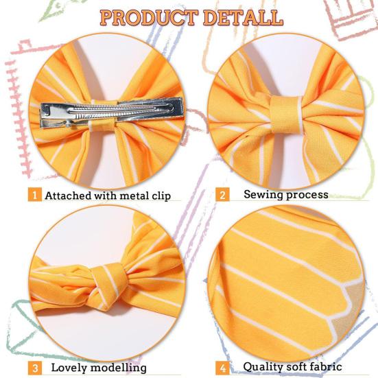 Women Hair Hoop Bright Yellow Pencil Design Bow Decor Hair Clip Back to School Student Teacher Hair Accessories