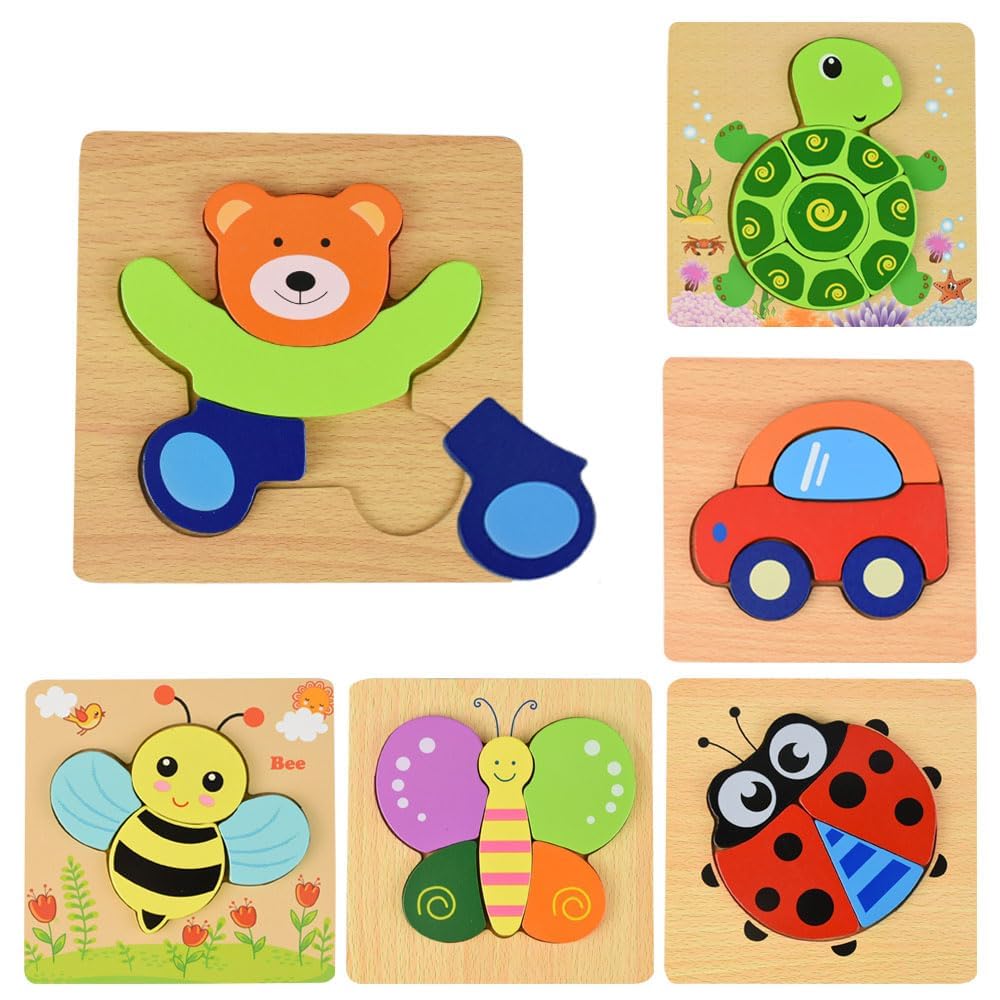 

Saishokubi Wooden Puzzle, Picture Matching, Shape Matching, Animal Designs, Colorful, High Visibility, No Grain, Birthday Gift, Set of 6, Early