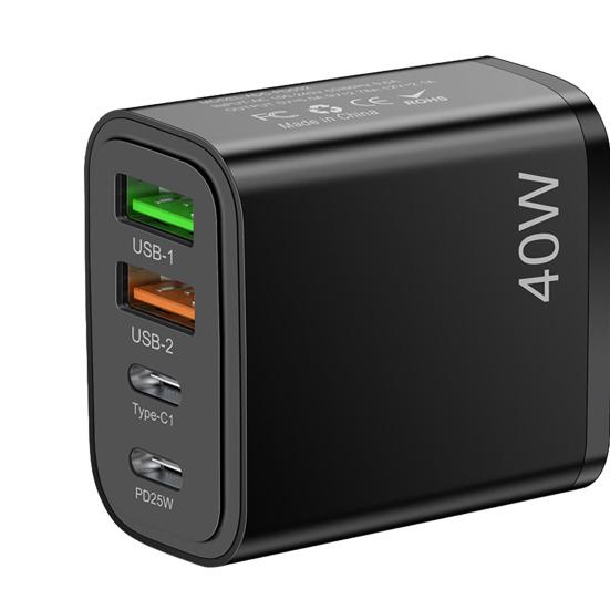 40W Phone Charger Head 2USB 2PD Fast Charging High Power Universal US Plug Travel Wall Charger Adapter for iPhone for Samsung for Huawei for Xiaomi