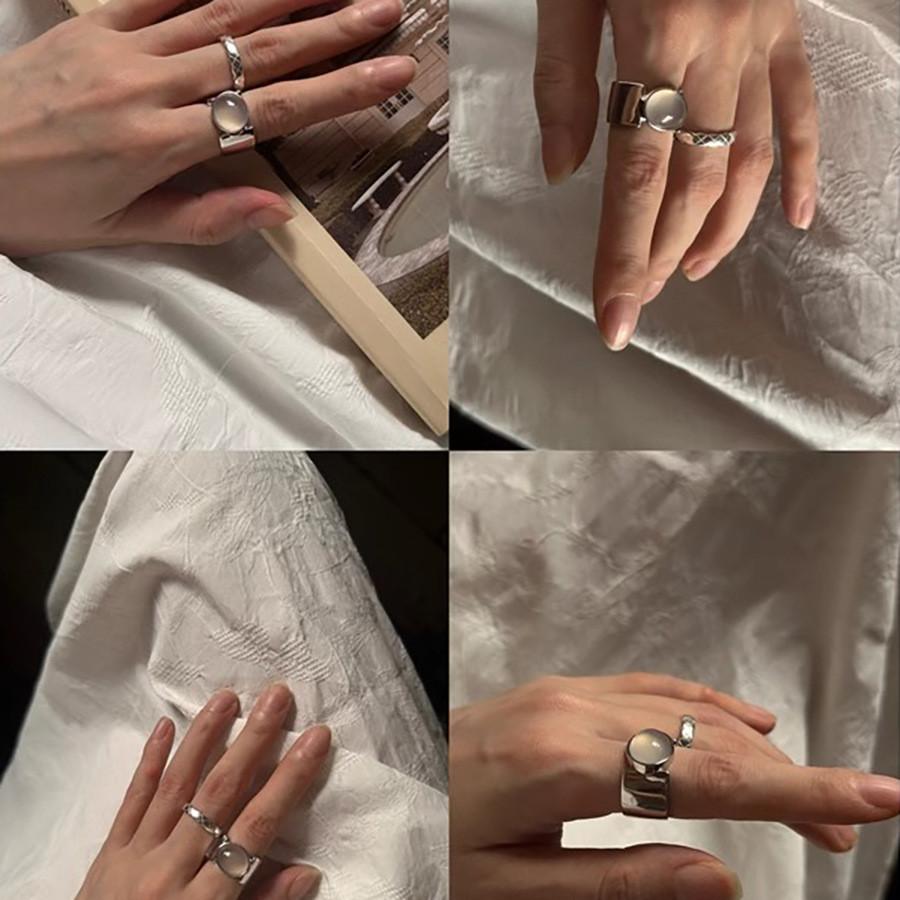 Stylish Wide Band Open Ring For Women Crafted With Exquisite Agate And Copper