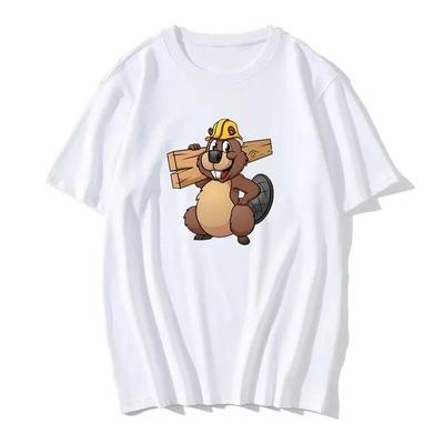 Cute Beaver Round Collar Tops for Student Latest Casual Tshirt Novelty Gaming Print Graphic T Shirts Unisex Clothing Cotton Tee