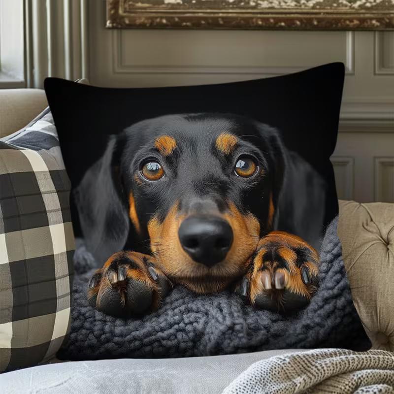 Cute Animals Print Pillowcase: 2D Flat Printing, Non-real Embroidery, Night Sofa  Night Sofa Cushion