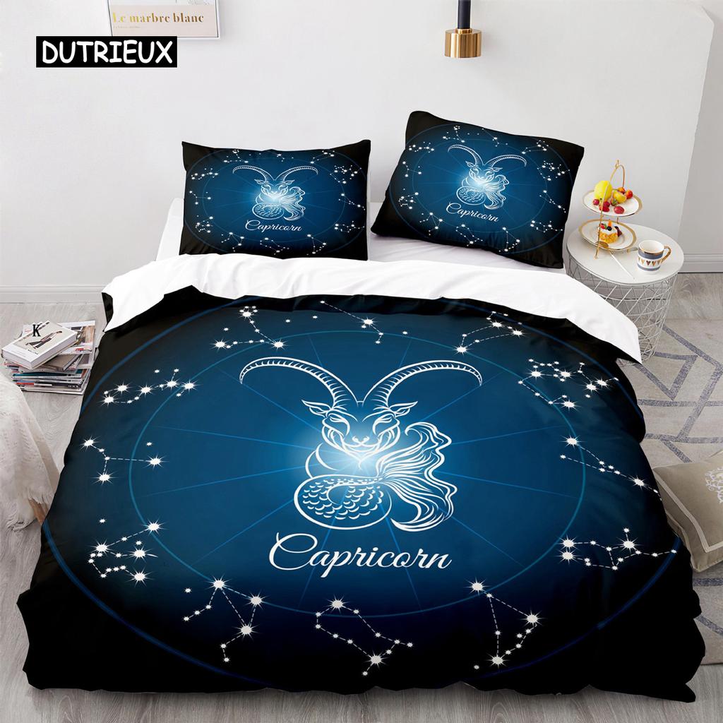 Constellation Duvet Cover Set Aries Galaxy Theme 2/3pcs Twin Bedding Set King Size Polyester Quilt Cover for Constellation Lover