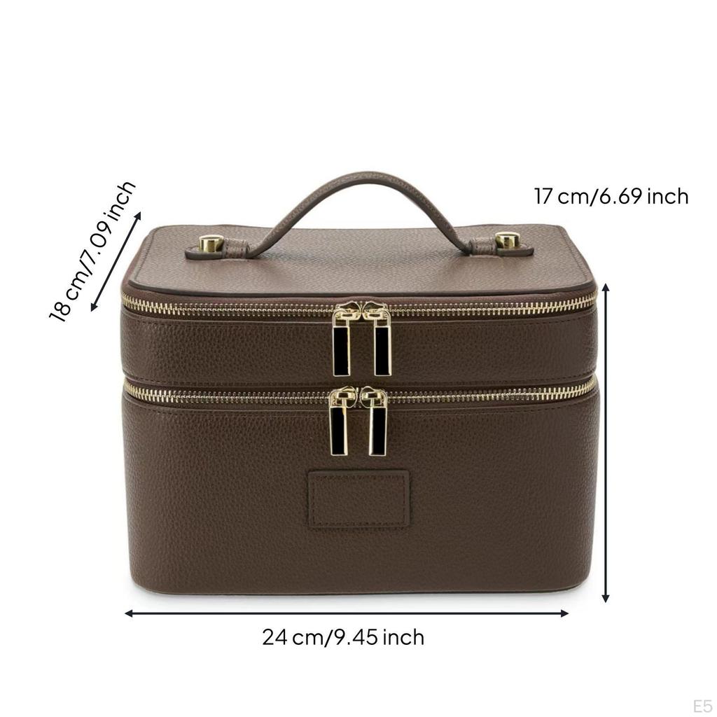 DoubleLayer Cosmetic Case doubleCompartment Makeup Organizer with Handle TravelFriendly TwoTier