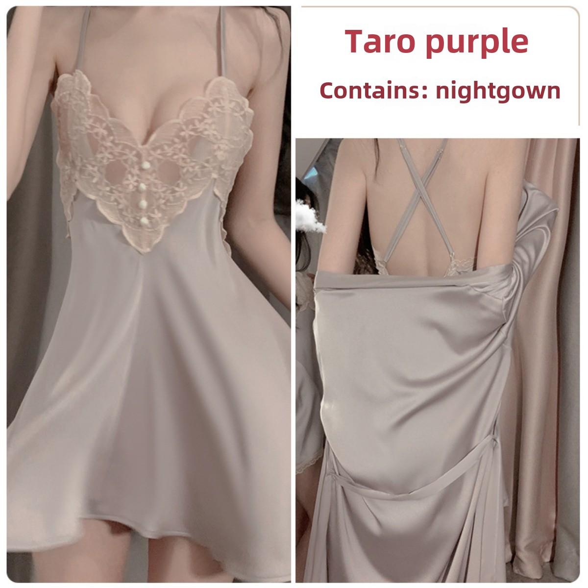 

Comfortable Backless Sweet Embroidered Lace Suspender Nightdress Women s Cardigan Loungewear Set XL