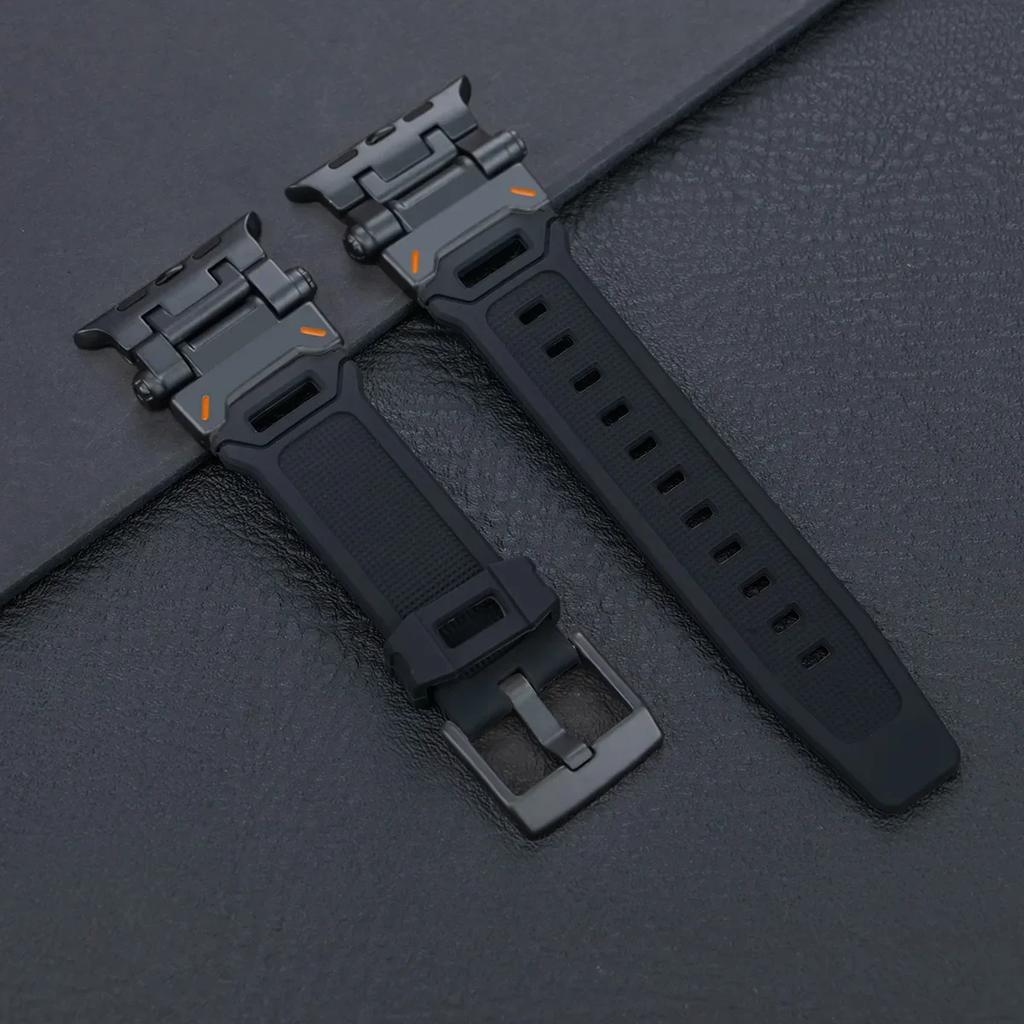 Silicone Sport Band for Apple Watch Ultra 49mm 45mm 42 44mm Rubber Strap for iWatch Series 9 8 7 Se 6 5 4 Ultra 2 49 Correa